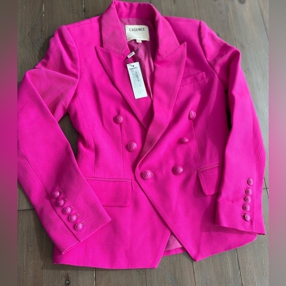 L’Agence Kenzie double breasted blazer hot pink ruby NWT - Picture 2 of 7